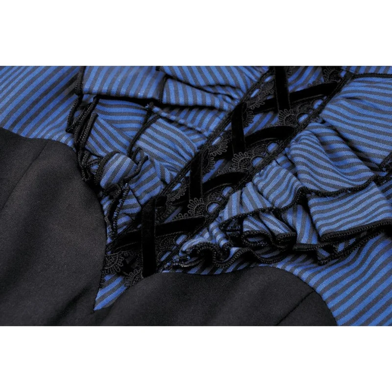 Damen-Grunge-Kleid mit Stehkragen und Streifenmuster