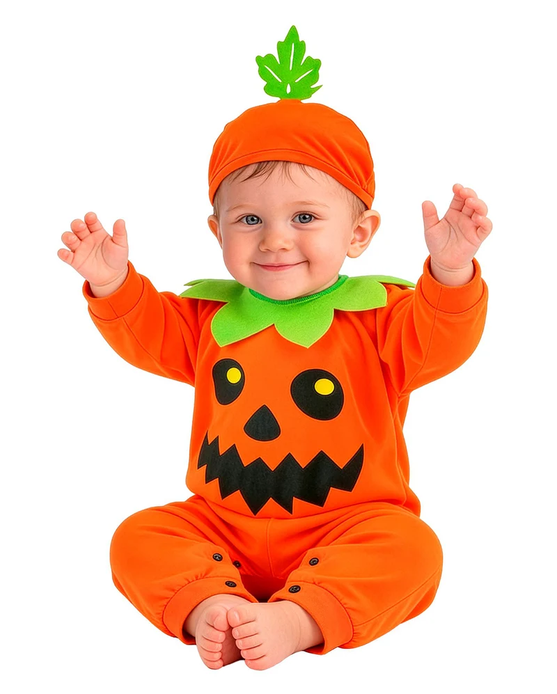 Kürbis Jumpsuit Kleinkinder Kostüm mit Mütze