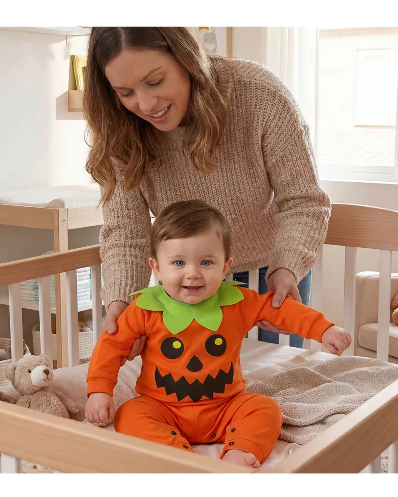 Kürbis Jumpsuit Kleinkinder Kostüm mit Mütze