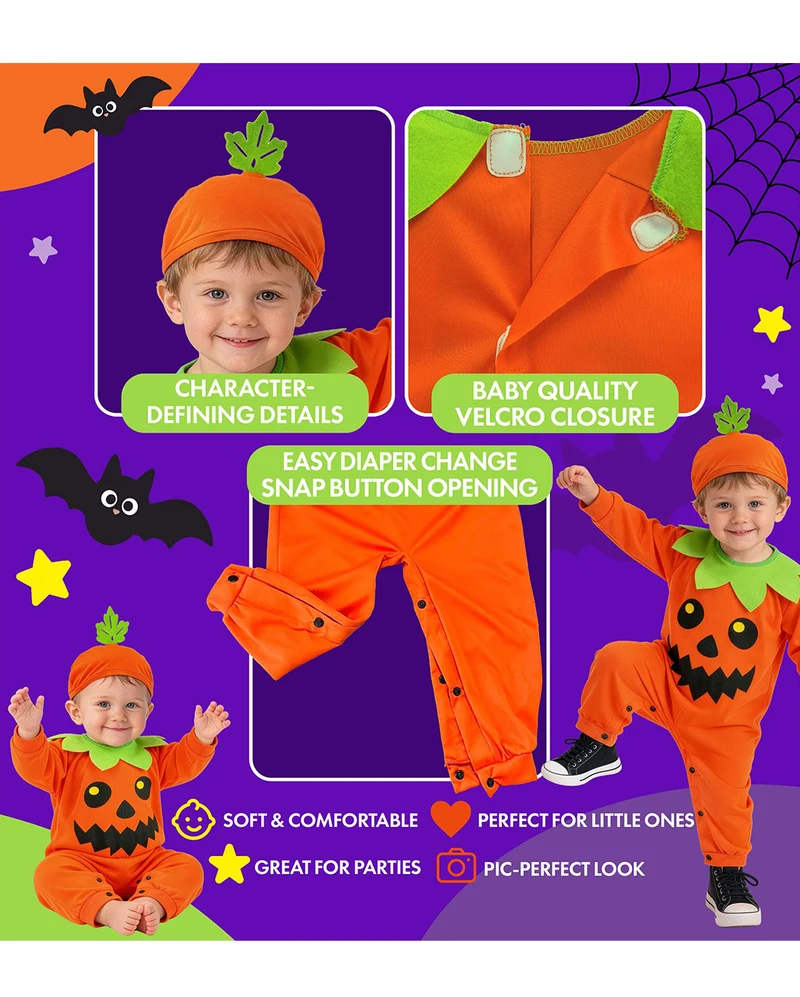 Kürbis Jumpsuit Kleinkinder Kostüm mit Mütze