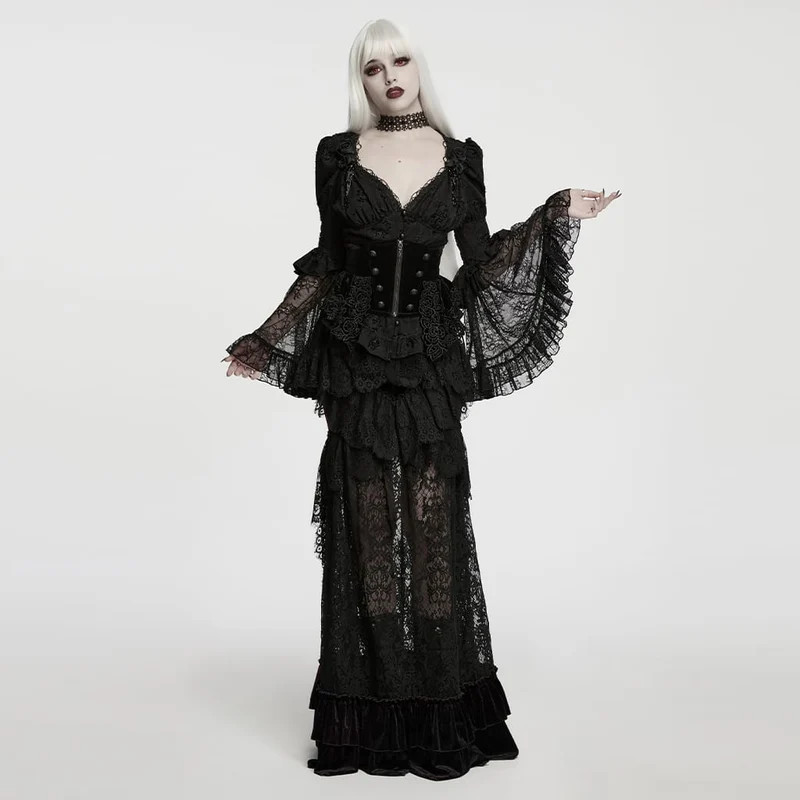 Gothic-Choker mit Nieten und Spitze für Damen
