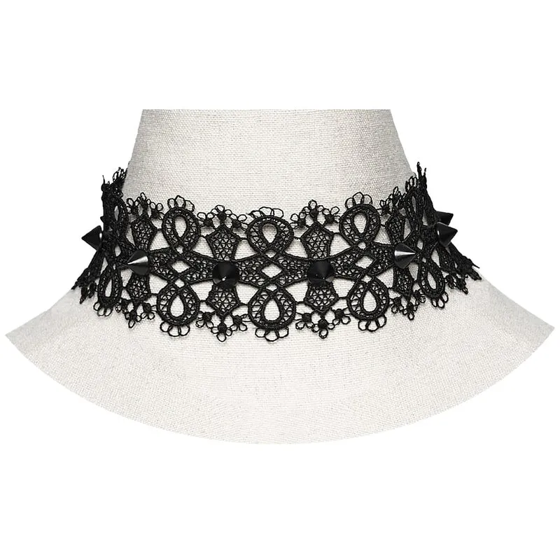 Gothic-Choker mit Nieten und Spitze für Damen