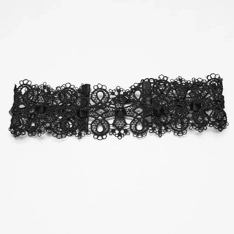 Gothic-Choker mit Nieten und Spitze für Damen
