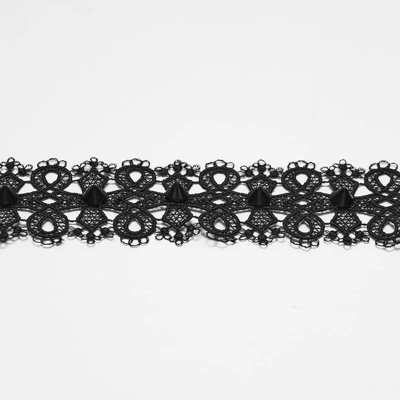 Gothic-Choker mit Nieten und Spitze für Damen