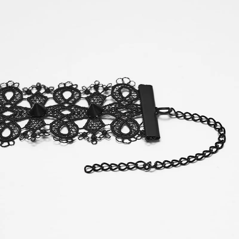 Gothic-Choker mit Nieten und Spitze für Damen