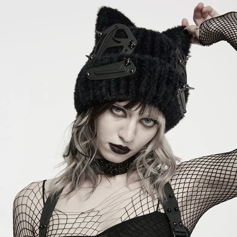 Damen-Punk-Katzenohren-Pelzmütze