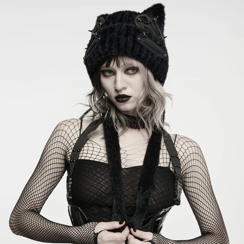 Damen-Punk-Katzenohren-Pelzmütze