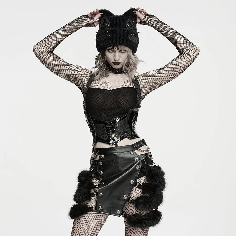 Damen-Punk-Katzenohren-Pelzmütze
