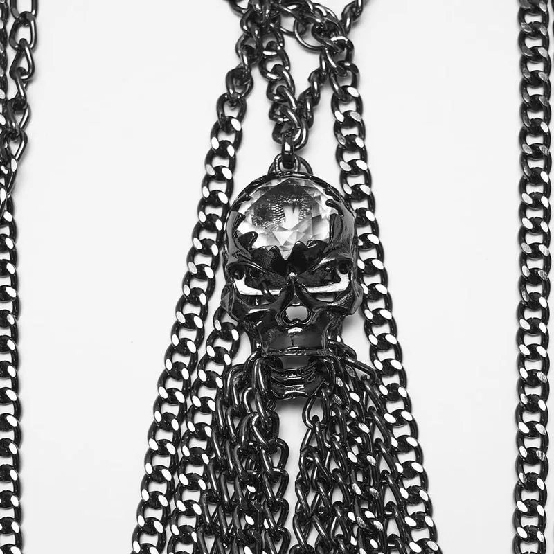 Punk-Totenkopf-Körpergeschirr für Damen mit mehreren Ketten