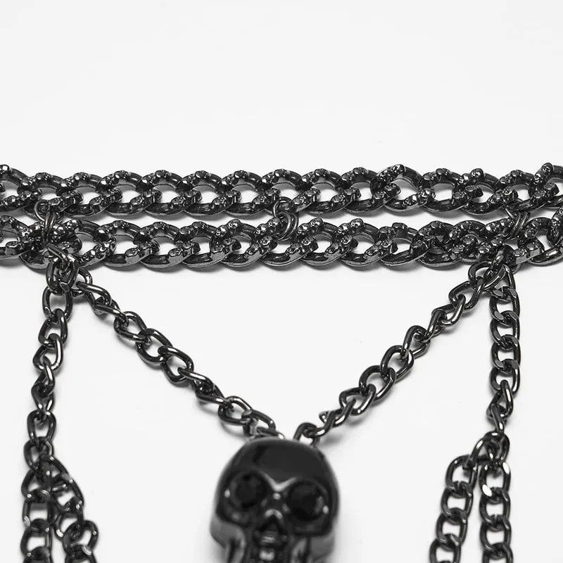 Punk-Totenkopf-Ketten-Körpergeschirr für Damen
