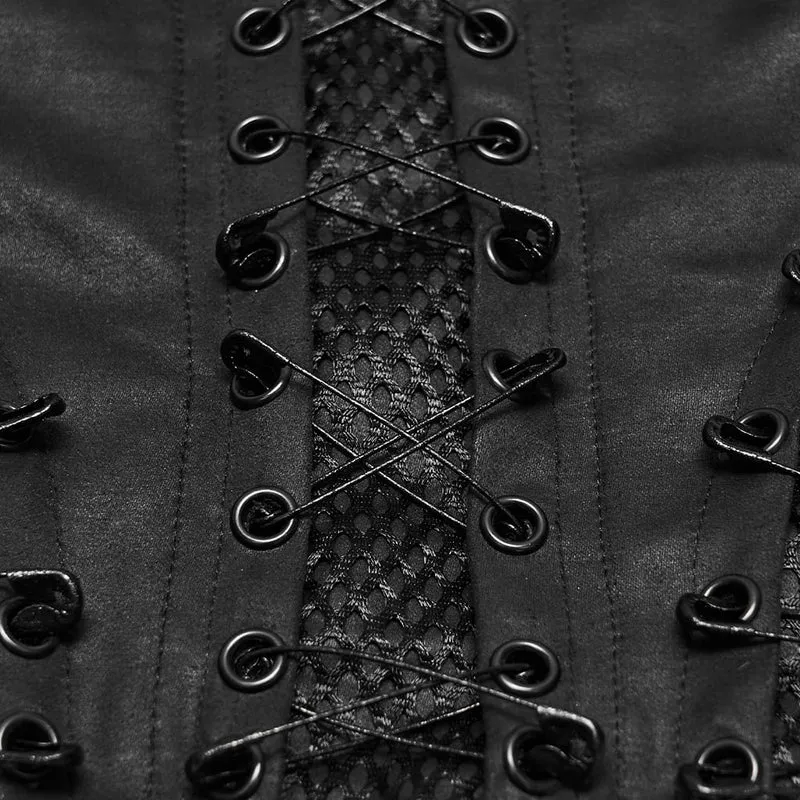Punk-Korsett für Damen mit seitlichem Reißverschluss und Schnürung unter der Brust