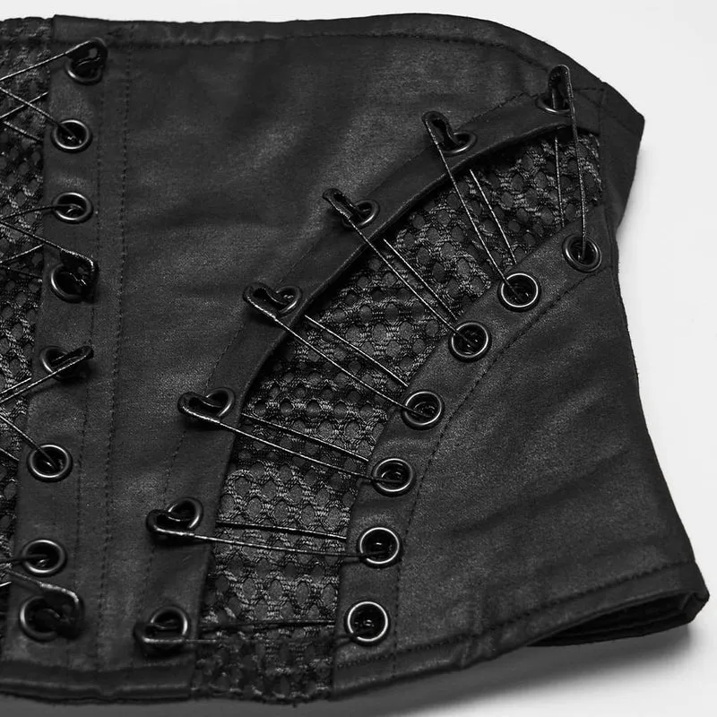 Punk-Korsett für Damen mit seitlichem Reißverschluss und Schnürung unter der Brust