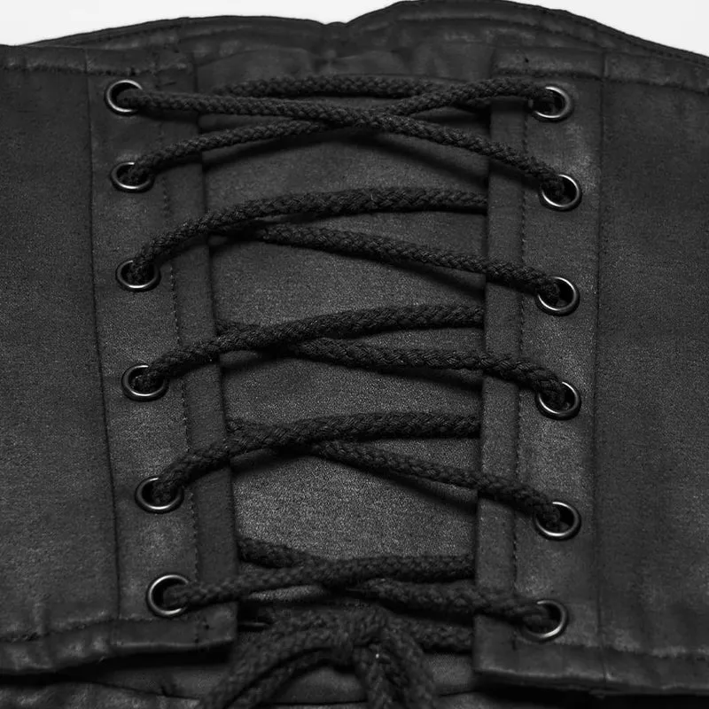Punk-Korsett für Damen mit seitlichem Reißverschluss und Schnürung unter der Brust