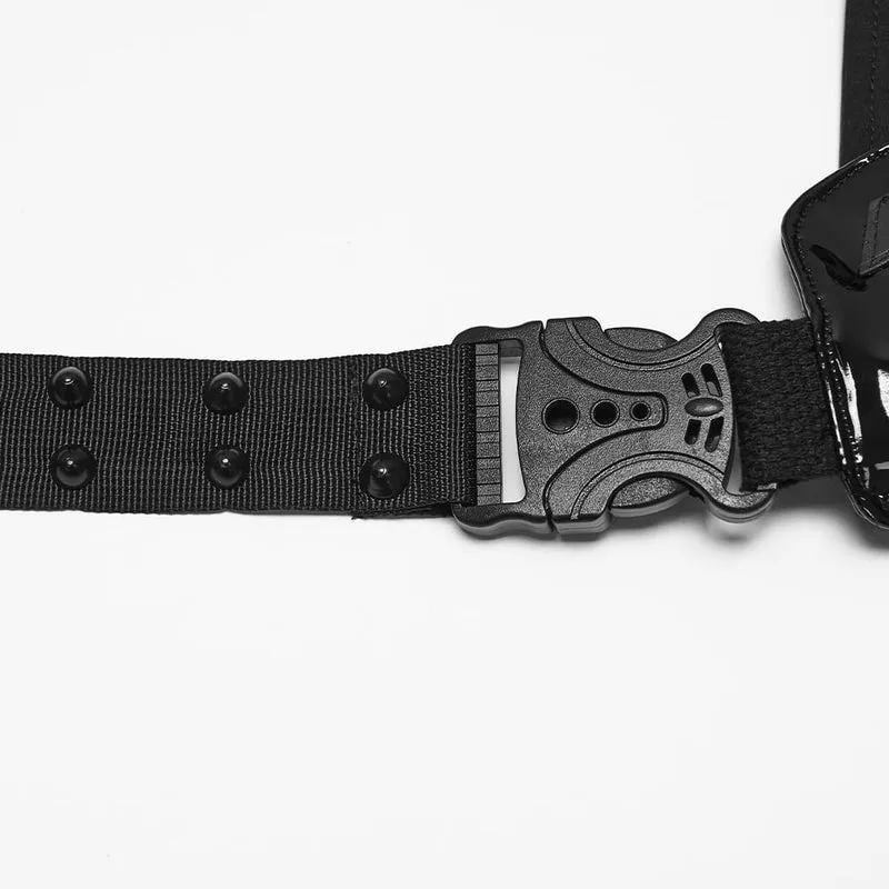 Punk-Korsett für Damen mit Nieten, Schnallen und Neckholder-Schnürung unter der Brust