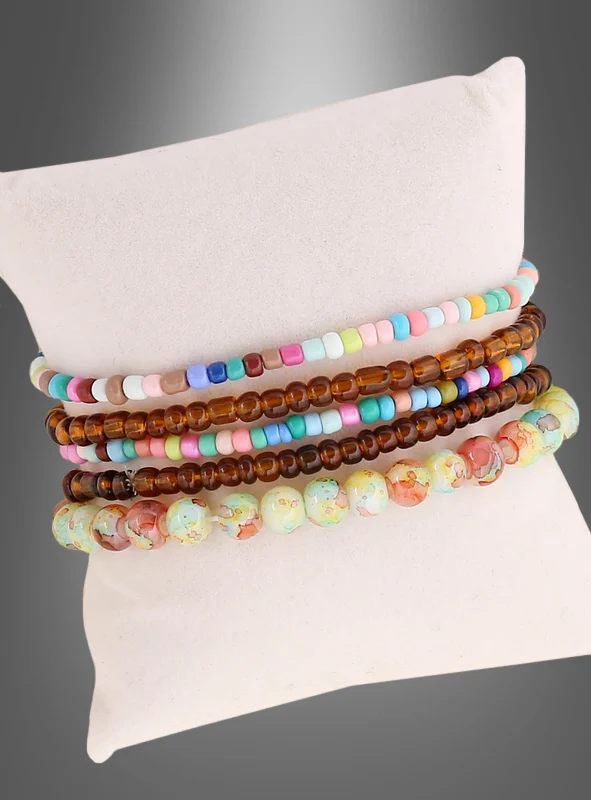 Hippie Perlen Armband Set braun-bunt