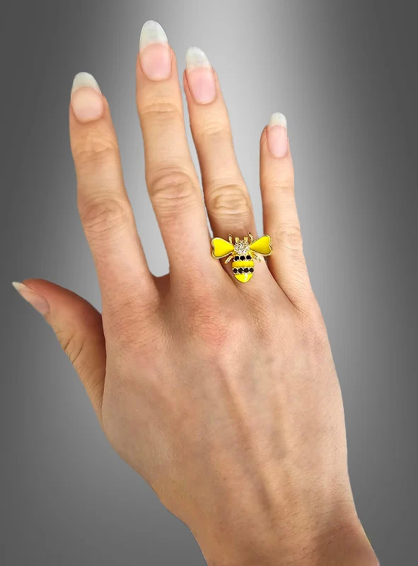 Verstellbarer Bienen Ring mit Strassteinen