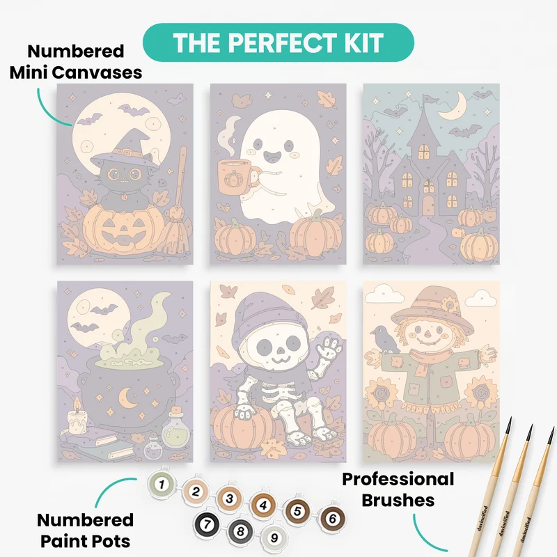 Cute Halloween Friends - Mini Paint by Numbers Set