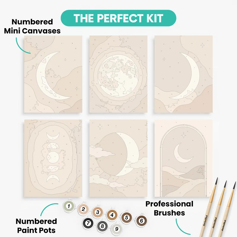 Boho Moon Phases - Mini Paint by Numbers Set