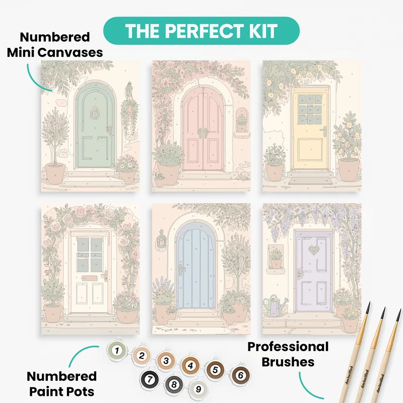 Charming Cottage Doors - Mini Paint by Numbers Set