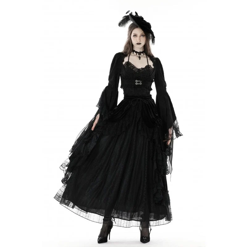 Gothic-Cape mit ausgestellten Ärmeln und Spitzenspleißen für Damen
