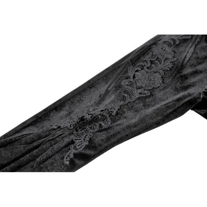 Gothic-Schlaghose mit Blumenstickerei für Damen