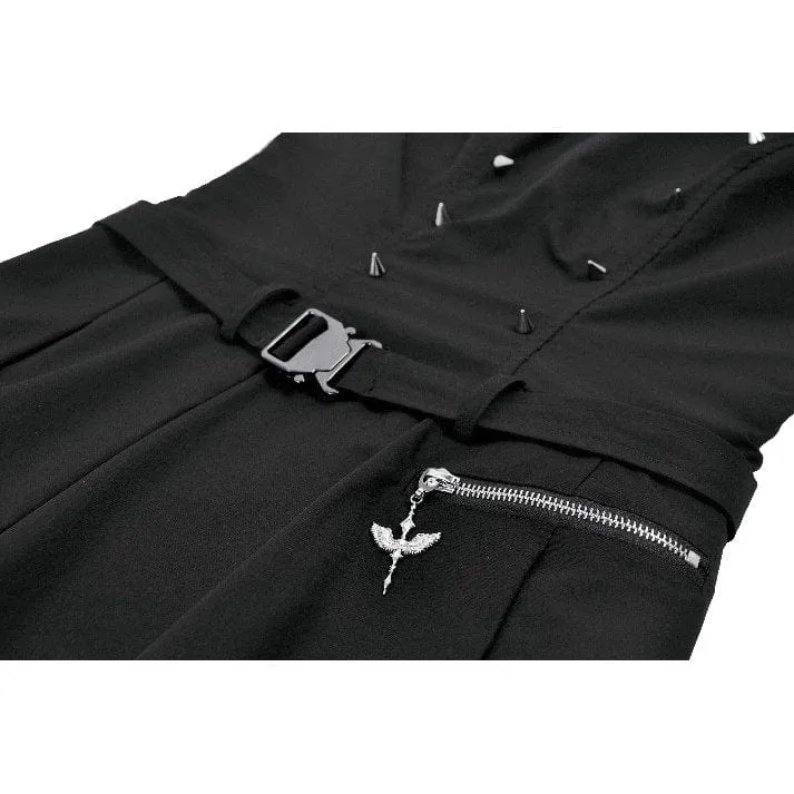 Asymmetrisches Plisseekleid mit Punk-Nieten für Damen