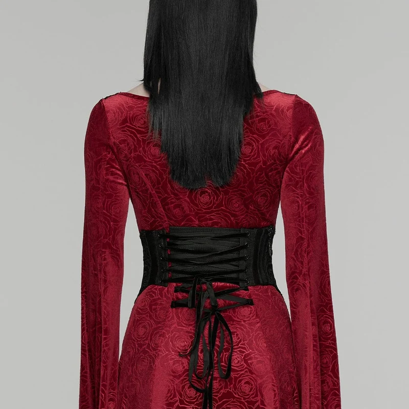 Gothic-Unterbrustkorsett für Damen mit Kreuz, Blumenmuster und Kette