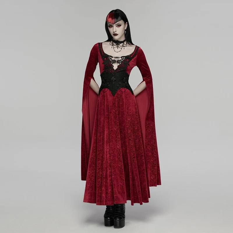Gothic-Unterbrustkorsett für Damen mit Kreuz, Blumenmuster und Kette