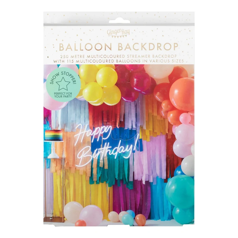 Backdrop-Kit Regenbogen Tasseln & Ballongirlande