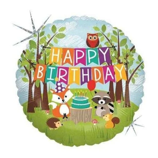 Folienballon "Happy Birthday" Waldtiere