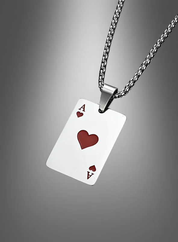 Casino Spielkarten Halskette silber oder gold