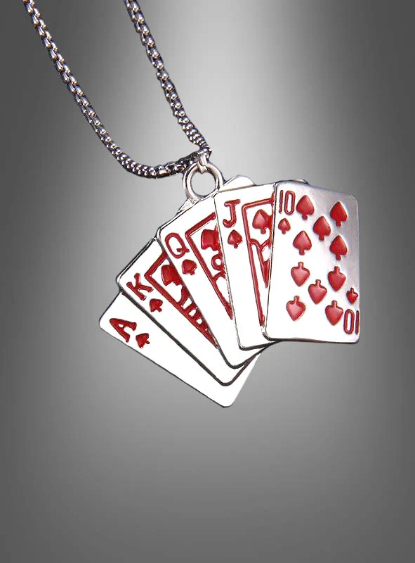 Casino Spielkarten Halskette silber oder gold