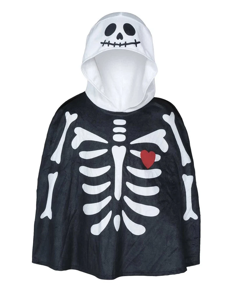 Skelett Kleinkind Kostüm Poncho mit Kapuze