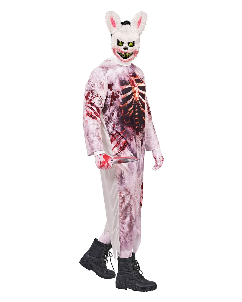 Zombie Hase Herren Kostüm-Jumpsuit mit Maske