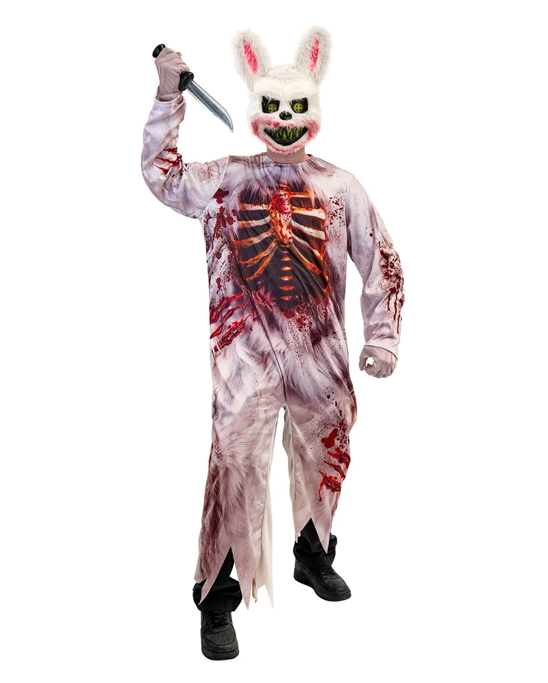 Zombie Hase Herren Kostüm-Jumpsuit mit Maske