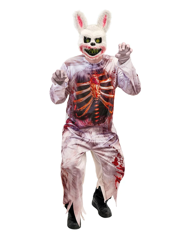 Zombie Hase Herren Kostüm-Jumpsuit mit Maske