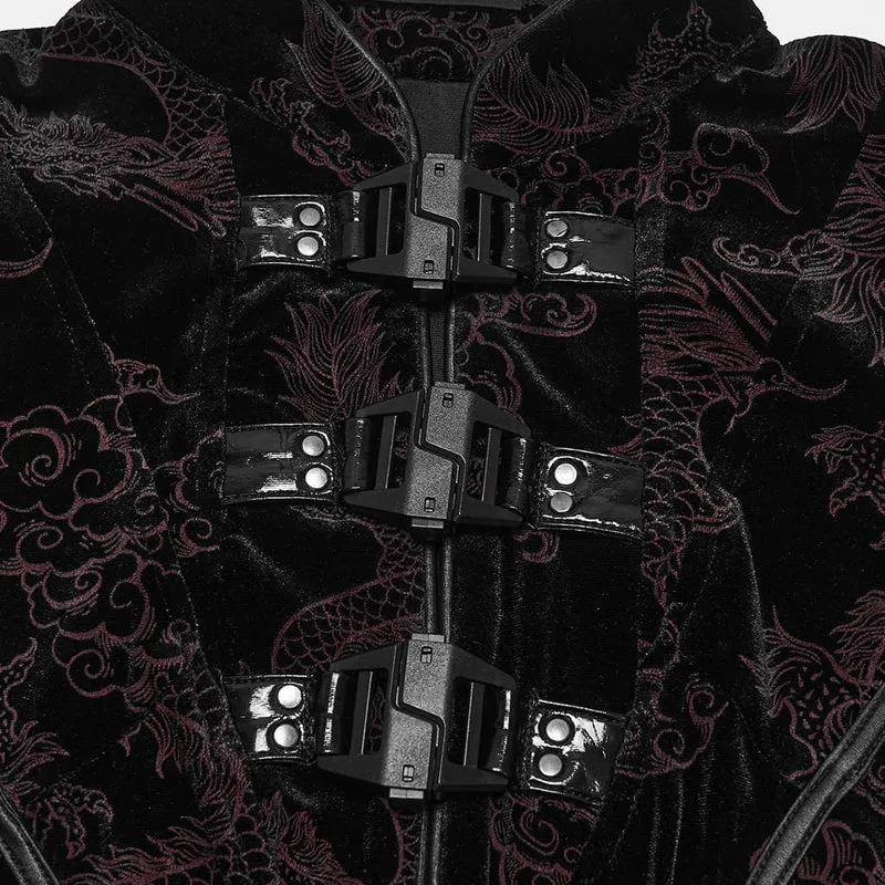 Ärmelloses Cyberpunk-Jacquard-Kleid mit Schnallenriemen für Damen