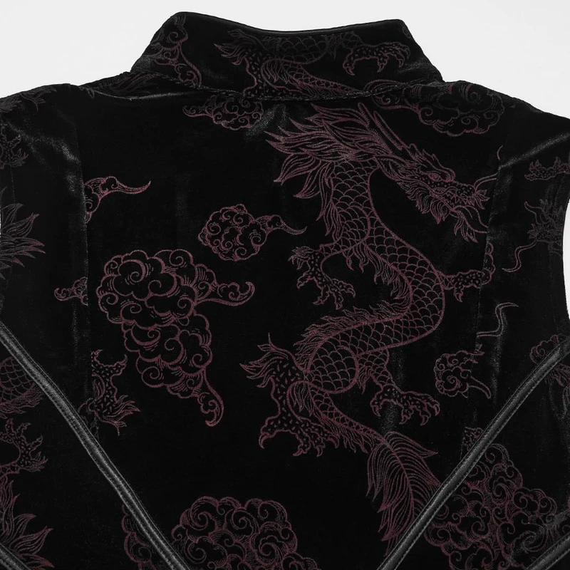 Ärmelloses Cyberpunk-Jacquard-Kleid mit Schnallenriemen für Damen
