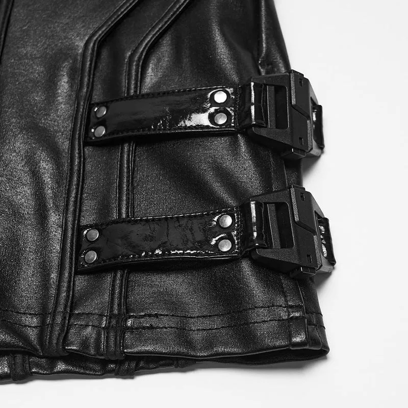 Ärmelloses Cyberpunk-Kleid mit Schnallenriemen für Damen