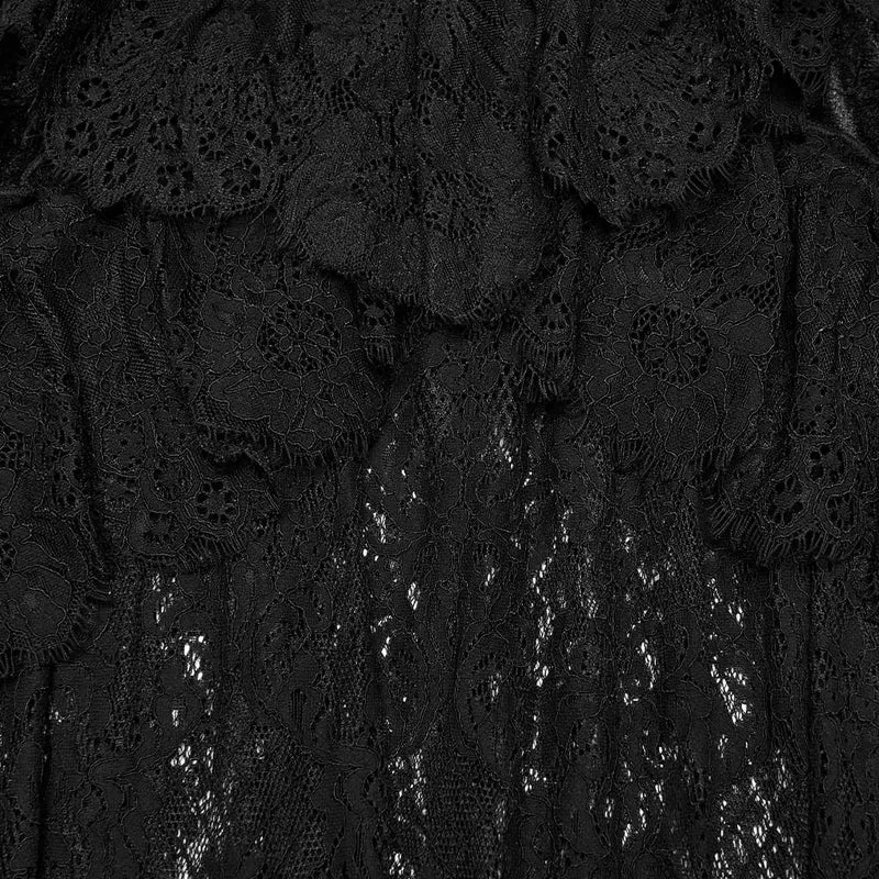 Gothic-Maxirock aus Samt und Spitze mit mehreren Lagen und Rüschen für Damen