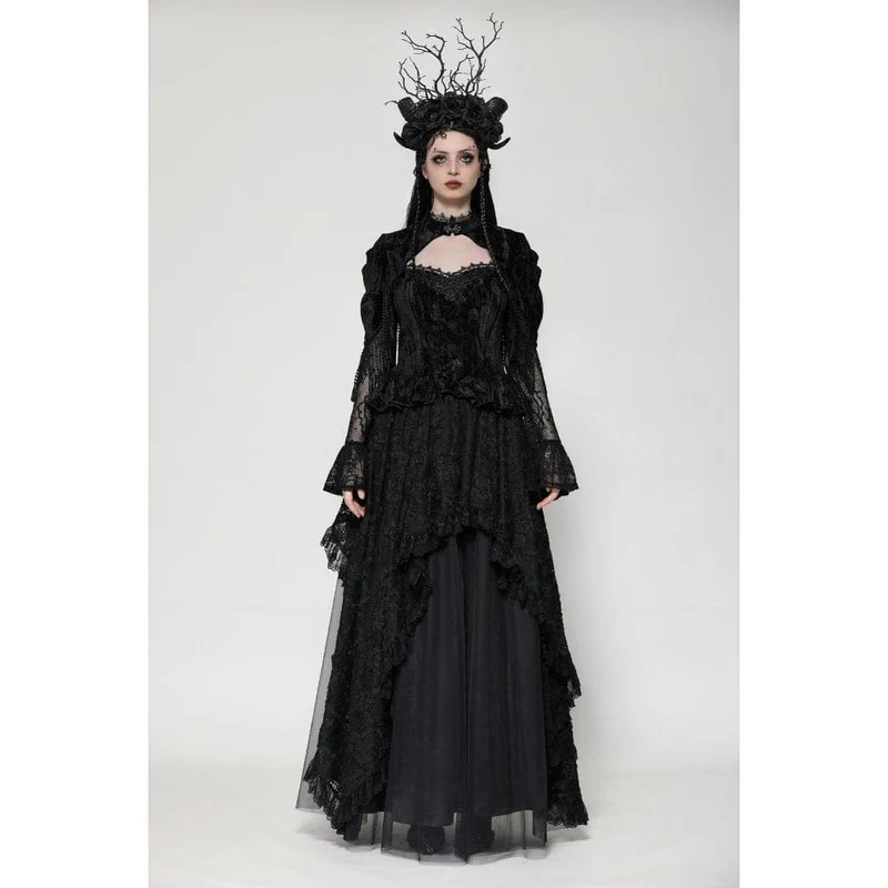 Gothic-Langarmshirt mit Cut-out-Spitze für Damen