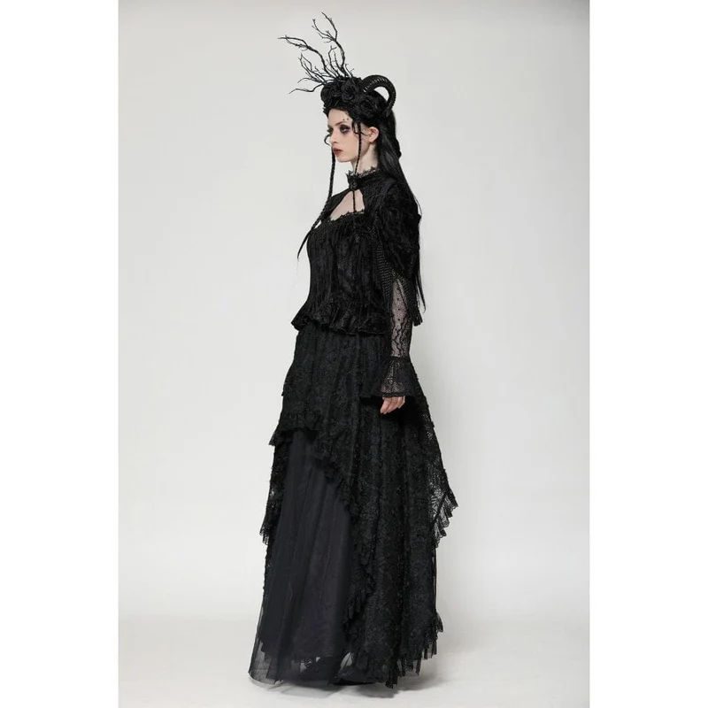 Gothic-Langarmshirt mit Cut-out-Spitze für Damen