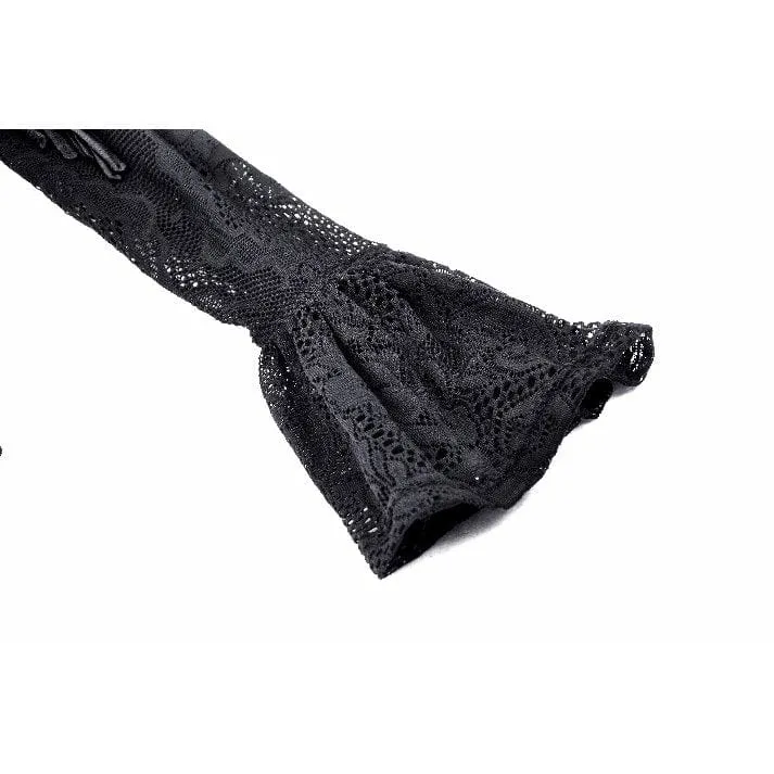 Gothic-Langarmshirt mit Cut-out-Spitze für Damen