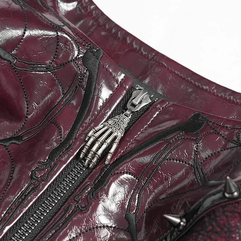 Punk-Bustier für Damen mit Reißverschluss vorne und verstellbaren Trägern