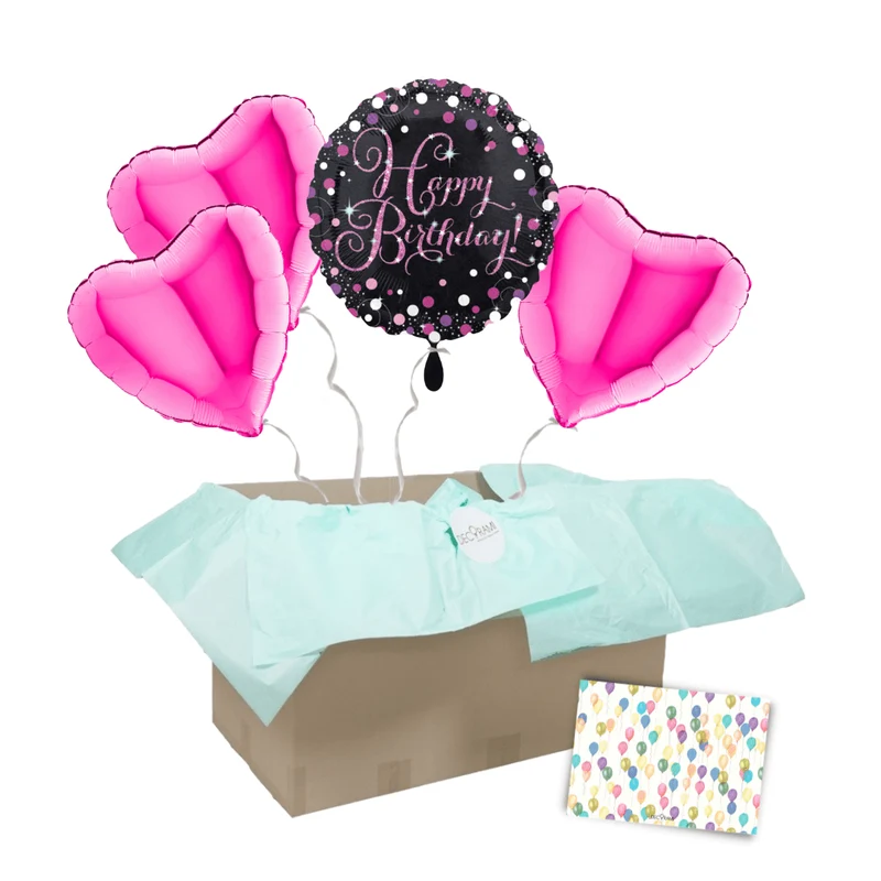 Heliumballon-Geschenk "Happy Birthday" Pink
