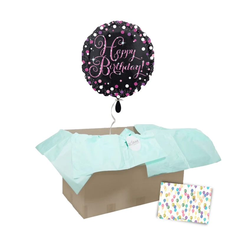 Heliumballon-Geschenk "Happy Birthday" Pink