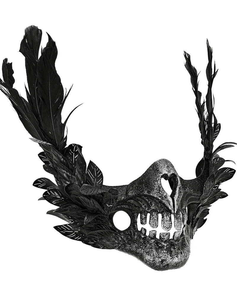 Maske Skelettmund mit Federn