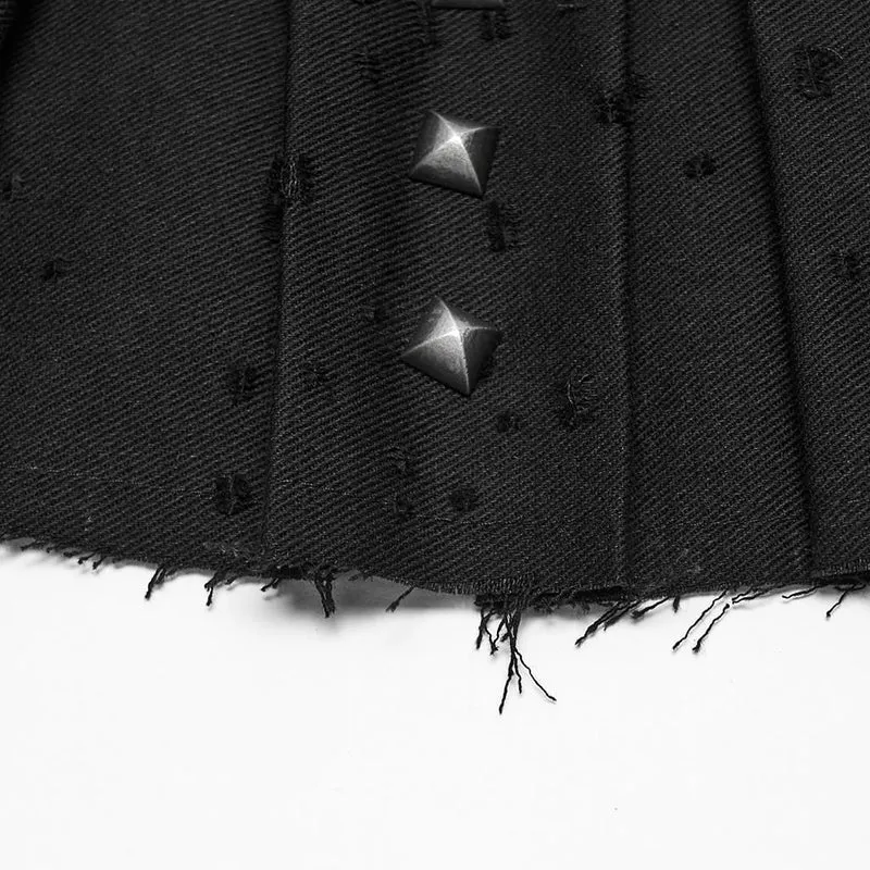 Punk-Rock für Damen mit Schnallenriemen, Nieten und Falten
