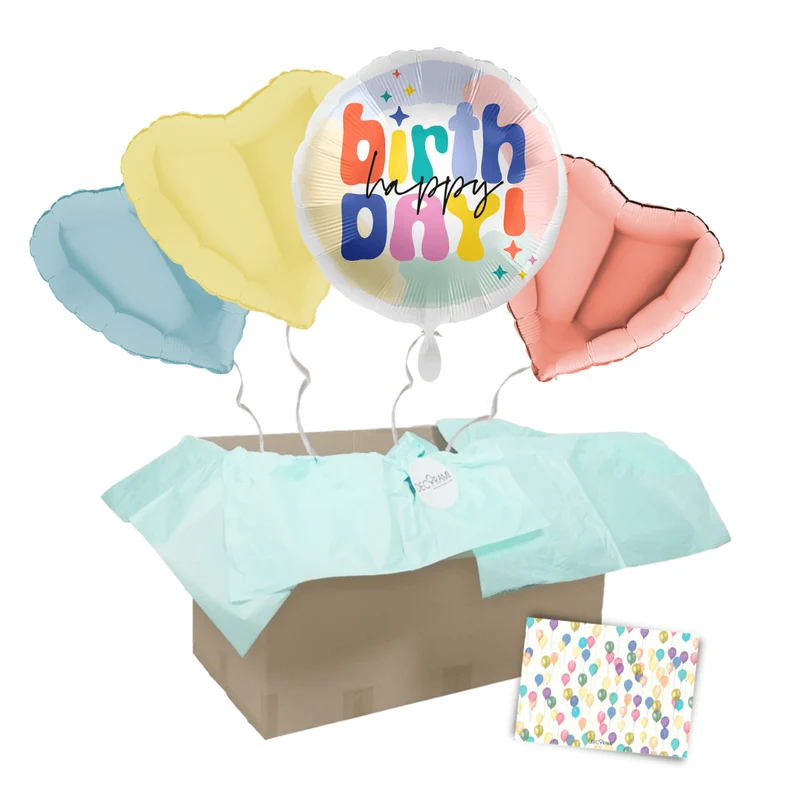 Heliumballon-Geschenk "Happy Birthday" Bunt