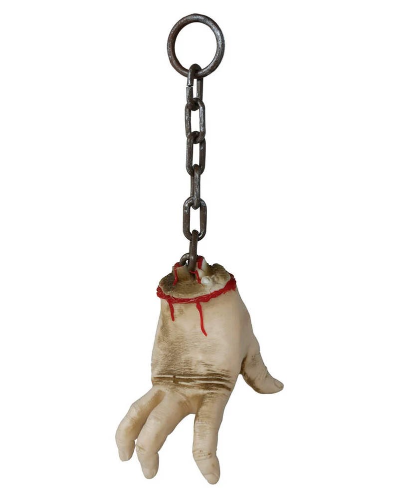Blutige abgehackte Hand mit rostiger Kette 40cm